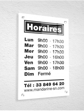 Horaires sur Plexi-Blanc