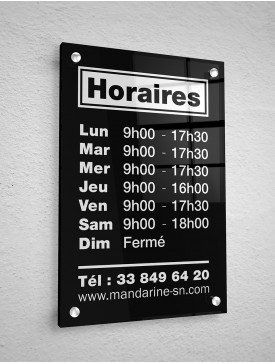 Horaires sur Plexi-Noir