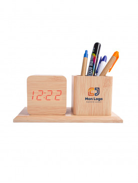 Pot à Crayons Horloge Bois